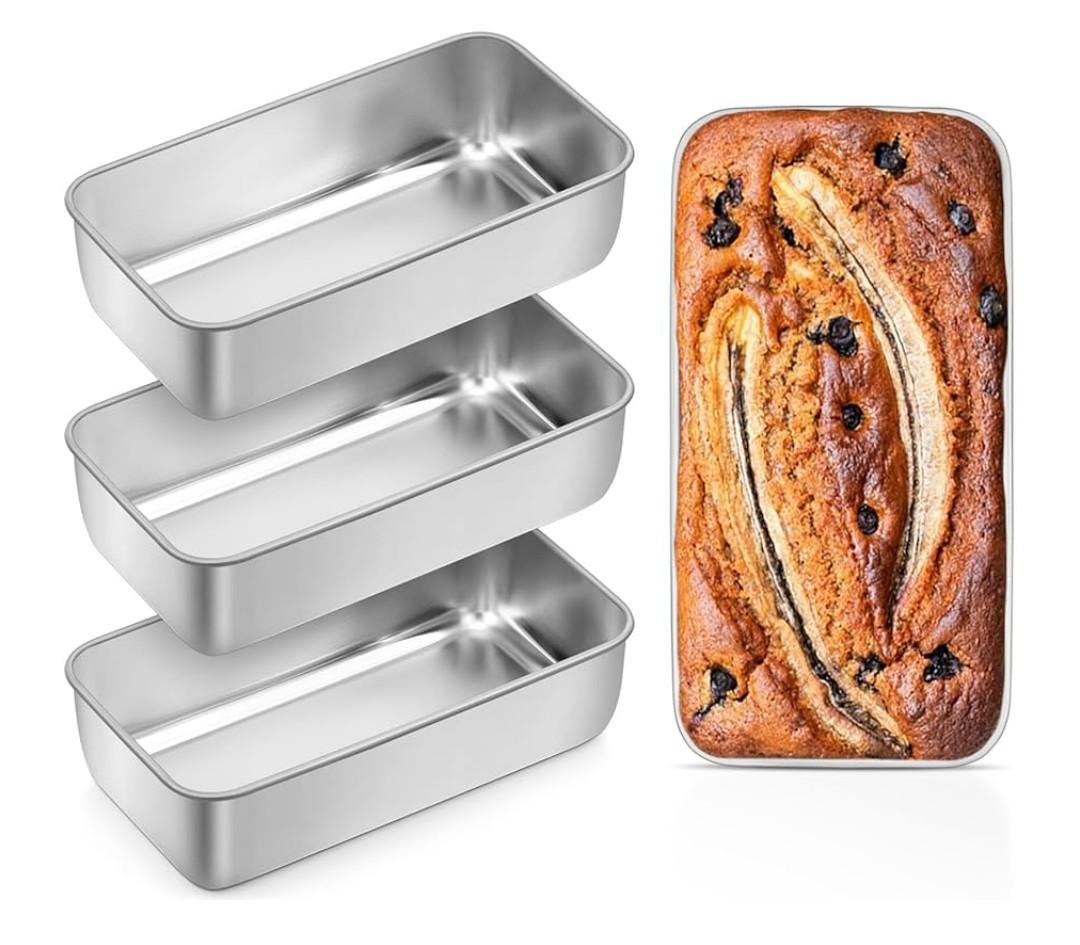 Leonyo 4 Pack Loaf Pans for Baking Bread, 12IN x 5.5IN Stainless Steel Loaf Bread Pans for Homemade Meatloaf, Banana, Brownies, Lasagnas, Dishwasher Oven Safe