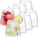 Set of 8 Water Juice Glasses, 13 Oz Lead-Free Drinking Glasses, Lightweight Stemless Wine Glasses for Iced Coffee Tea Soda Cocktails Beer, Modern Glass Cup for Collection Everyday Use Party Bar