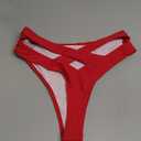 HYTENSUN Women's Cheeky V Cut Back High Waisted Bikini Bottom Cross Criss Swimsuit Bottoms (Medium, 870 Red)