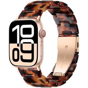 Light Resin Strap Compatible with Apple Watch Band for Women 38/40/41/42/44/45/46/49mm, Fashion and Durable Strap with Stainless Steel Buckle for iWatch Series 10/9/8/7/6/5/4/3/2/1/SE/Ultra/Ultra 2
