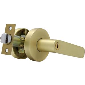 Brushed Gold Interior Handle with 3 Keys, Interior Gold Privacy Lever for Bedroom & Bathroom, Reversible Left/Right, Easy 510 Min DIY Installation, Heavy-Duty Build, 1 Pack