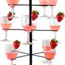 Cocktail Tree Stand, Metal Drink Tower, 3 Tier - 12 Holders For Champagne, Martini, Margarita Cups - Black