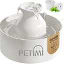 PETIMI Ceramic Cat Water Fountain, 3L/101 fl oz Ultra-Quiet Pet Water Fountain, Automatic Water Dispenser for Cats & Small Dogs, No Spill Cat Water Bowl, BPA-Free, 2 Filters Included, Easy to Clean
