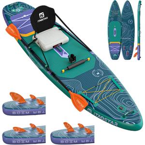 iTAOSTAR Adventure 12' 35"/39" Inflatable Stand Up Paddle Board with Seat, Extra Wide SUP Board with 5 Fins Stable Design for Adults, Youth, All Skill Levels, Lakes, Oceans & Fishing