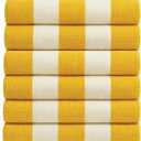 Salt Earth Cotton Striped Beach Cabana Towel, 6 Pack - 30"x60" Quick Dry Towels, Pool Essentials, Travel, Gym & Bathroom Towels, Oversized Beach Vacation Essentials (Lemon Yellow)