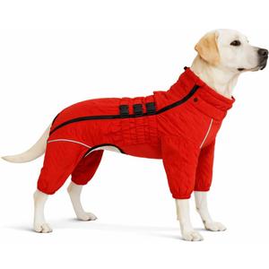 Warm Dog Coat Double Layers Dog Vest, 4 Legs Covered Windproof Waterproof Reflective, Orange 3XL (3XL (back 22"))