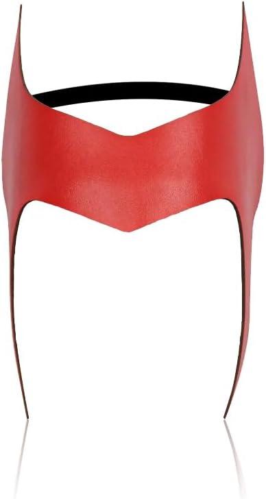 Superhero Red Headpiece Leather Scarlet Women Crown Headpiece Witch Cosplay Costumes Halloween Leather Mask Headgear