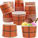 50 Pcs Basketball Paper Bowls, 9 OZ, Orange, Basketball Pattern, Disposable, Perfect for Ice Cream, Dessert, Snack, Various Occasions