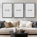 Framed Boho Black and White Abstract Wall Art, Set of 3 Piece Large Modern Neutral Minimalist Canvas Paintings Wall Decor Art Prints Pictures for Living Room, Bathroom, Dining, Office 16x24 Inch