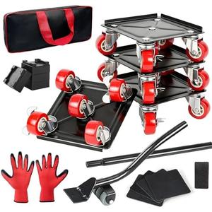 Leorossy Furniture Dolly Set 5 Wheels with 360° Wheels and Wheels Lockable Brakes, 1400LBS Furniture Movers for Home Office Furniture Appliances Labor Easing Mover