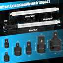 Offset Extension Wrench, 1/2'' Electric Offset Extension for Tight Spaces - 90 & 180 Degree Offset Extension Wrench Impact for Electric Drill with 2 Conversion Head, 6 Conversion Adapters