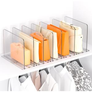 xydstay Adjustable Bag & Purse Organizer for Closet, Acrylic Shelf Dividers, Handbag Storage Organizer Clear Purse Dividers for Closet Organization Separators for Handbag, Book in Bedroom, Office