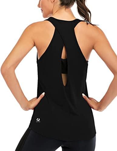 Womens Cross Backless Workout Tops for Women Racerback Tank Open Back Running Tank Tops Muscle Tank Yoga Shirts, L