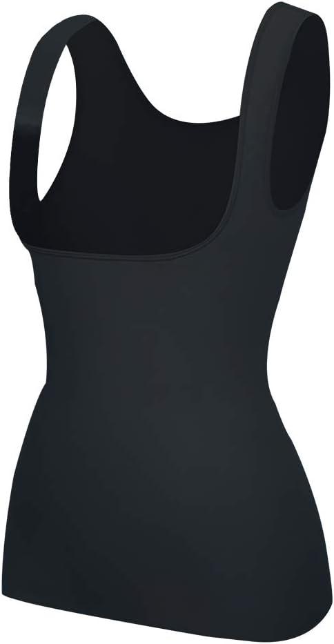 EUYZOU Women's Underbust Shapewear Tank Tops - Seamless Tummy Control Compression Camisole Tops Slimming Tank (Medium, Black)