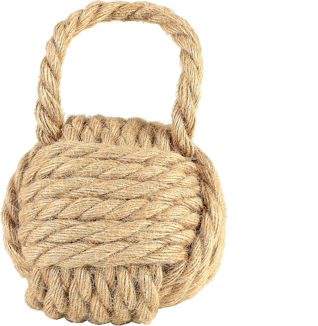 Creative Co-Op Nautical Rope Knot Decorative Cotton Door Stop, Natural (6.25" Round)