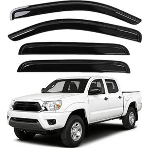 Rain Guards Compatible with 2005-2015 Toyota Tacoma Double Cab, Acrylic Slim Style Window Visor Rain Guard, Extra Side Window Deector for Toyota Tacoma Accessories 4 Pieces