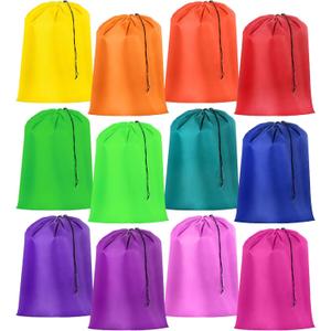 Woanger 12 Pack 28 x 45 Inch Extra Large Laundry Bags Bulk Washable Travel Laundry Bag with Drawstring Closure Large Dirty Clothes Organizer for College Dorm Home Hotel Camping(Bright Colors)
