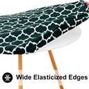 Smiry Round Picnic Tablecloth, Waterproof Elastic Fitted Table Covers for 36" - 44" Tables, Wipeable Flannel Backed Vinyl Tablecloths for Camping, Indoor, Outdoor, Hunter Green & White, For Up to 36"-44" Round