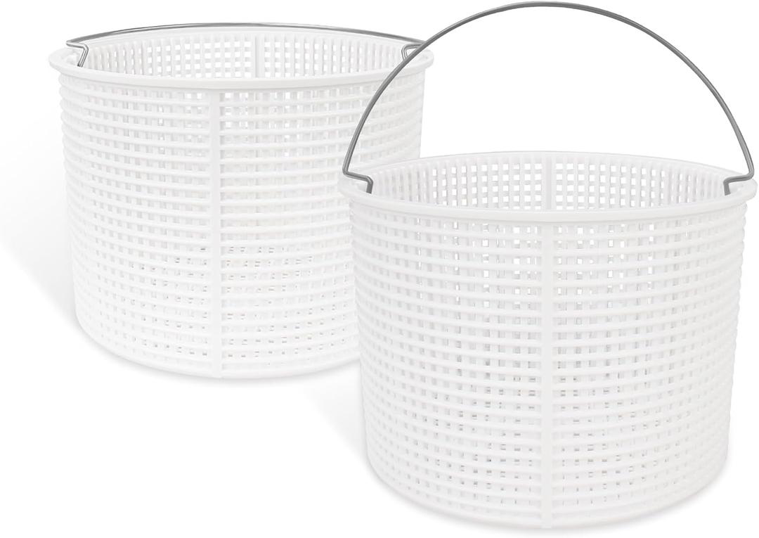 Pool Skimmer Basket for Hayward SPX1082CA & Aladdin B-152 Skimmers, Filter Basket Assembly with Handle Compatible with Hayward SP1083 SP1084 1085 SP1075 Inground Pool Skimmer Basket, White 2 Pack
