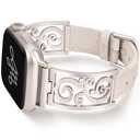 Wearlizer Slim Leather Band Compatible with Apple Watch Bands Women 41/40/38/42/44/45/46/49mm, Dressy Fancy Thin Designer Vintage Filigree Strap for iWatch Series 11 10 9 8 7 6 5 4 3 SE/Ultra 3 2 1