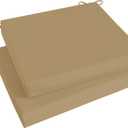 Basic Beyond Outdoor Chair Cushions Set of 2, Square Corner Outdoor Cushions for Patio Furniture, Water Resistant Patio Chair Cushions with 2 Ties, 18.5x16x3, Khaki