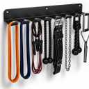 Gym Equipment Storage Rack - Multi-Purpose Home Gym Organization Storage Wall Mount for Resistance Bands, Jump Ropes, Lifting Belt, Chains, Barbells (16" / 8 Prongs)