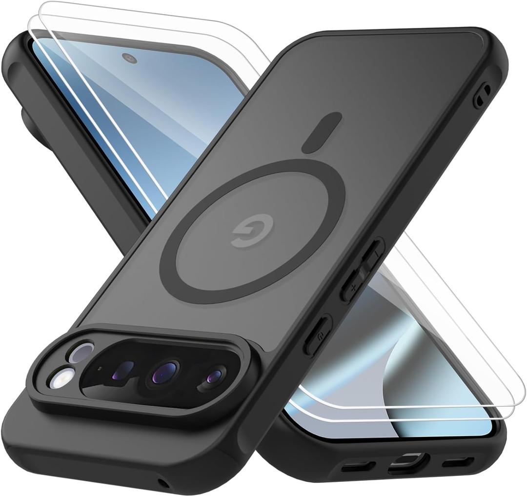 Wanme Magnetic Case for Google Pixel 10 Pro XL, Drop Protection Slim Translucent Matte Shockproof Anti-Fingerprint Phone Case for Google 10 Pro XL (Black)