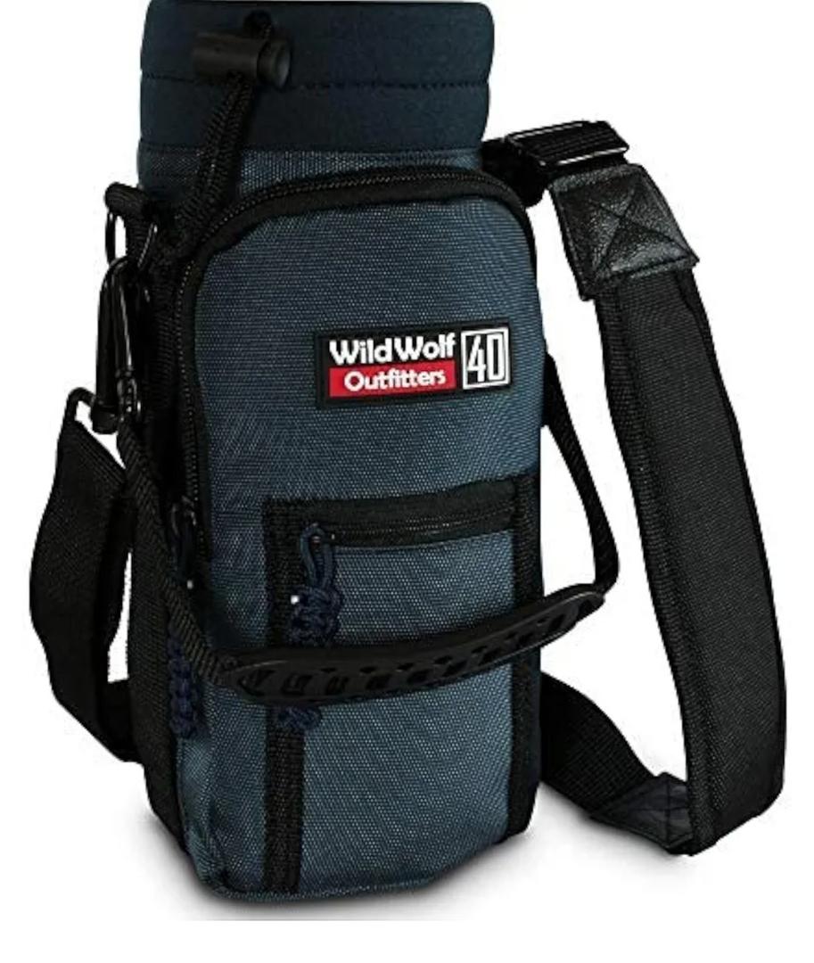 Wild Wolf Outfitters - #1 Best Water Bottle Holder for 40 oz Bottles - Carry, Protect and Insulate Your Flask with This Military Grade Carrier w/ 2 Pockets and an Adjustable Padded Shoulder Strap.
