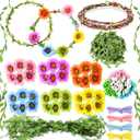 Syhood Daisy Crowns Making Kit for Woman 109 Pieces Parts, Make Your Own Flower Crown Wreath Headbands and Bracelets Craft Kit Hair Accessories Handmade DIY Floral Garland Presents for Adult