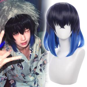 Anime Cosplay Wigs Inosuk Cosplay Wig Black Blue Gradient Short Hair Halloween,Christmas,Daily Fashion,Anime and Gaming Expo,Fancy ball