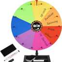 18-inch Tabletop Prize Wheel, Prize Wheel Spinner with Stand & Storage Base, Featuring a Prize Wheel with 14 Customizable Color Sections. Suitable for Party Games, Family Games (Original)