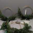 4Pack Christmas Wreaths for Front Door with Lights & Flickering LED Taper Candles & Remote, 16'' Windows Wreaths, Fireplace Christmas Decorations - Gold