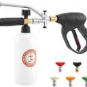 JOEJET Short Pressure Washer with Foam Cannon Dual Connector Accessory, Car Wash Foam with 1/4 Inch Quick Connector, 5 Pressure Washer Nozzle Tips, 1 Liter