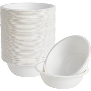 ECOLipak 16 oz Paper Bowls, [150-Pack] Compostable Paper Bowls Bulk, Heavy-duty Disposable Bowls for Hot And Cold Food