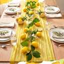 2 Pcs Amalfi Coast Party Decorations Mediterranean Table Decor, 6 ft Lemon Garland 35x 71 in Yellow Cheesecloth Table Runner Capri Lemon Garland Italian Runner Summer Party Home Decor