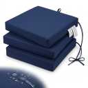 Navy Blue Outdoor Seat Cushion Set (Set of 3) – Square High-Density Foam Chair Pads with Attached Ties for Patio Chairs, Benches & Dining Seating, 19" W x 19" D x 3" Thick