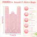 Dunzoom 1000 Pcs Small T Shirt Bags Bulk 7"x3.5"x13" Pink Plastic Shopping Bags with Handles for Small Business, Retail, Grocery, Merchandise, Convenience Store, Supermarket, Restaurant