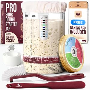 Superbaking Sourdough Starter Jar, Beginner Sourdough Starter Kit, 34oz Wide Mouth Sour Dough Glass Jar with Guides & Recipes, Sourdough Bread Baking Supplies, Sourdough Container Crock