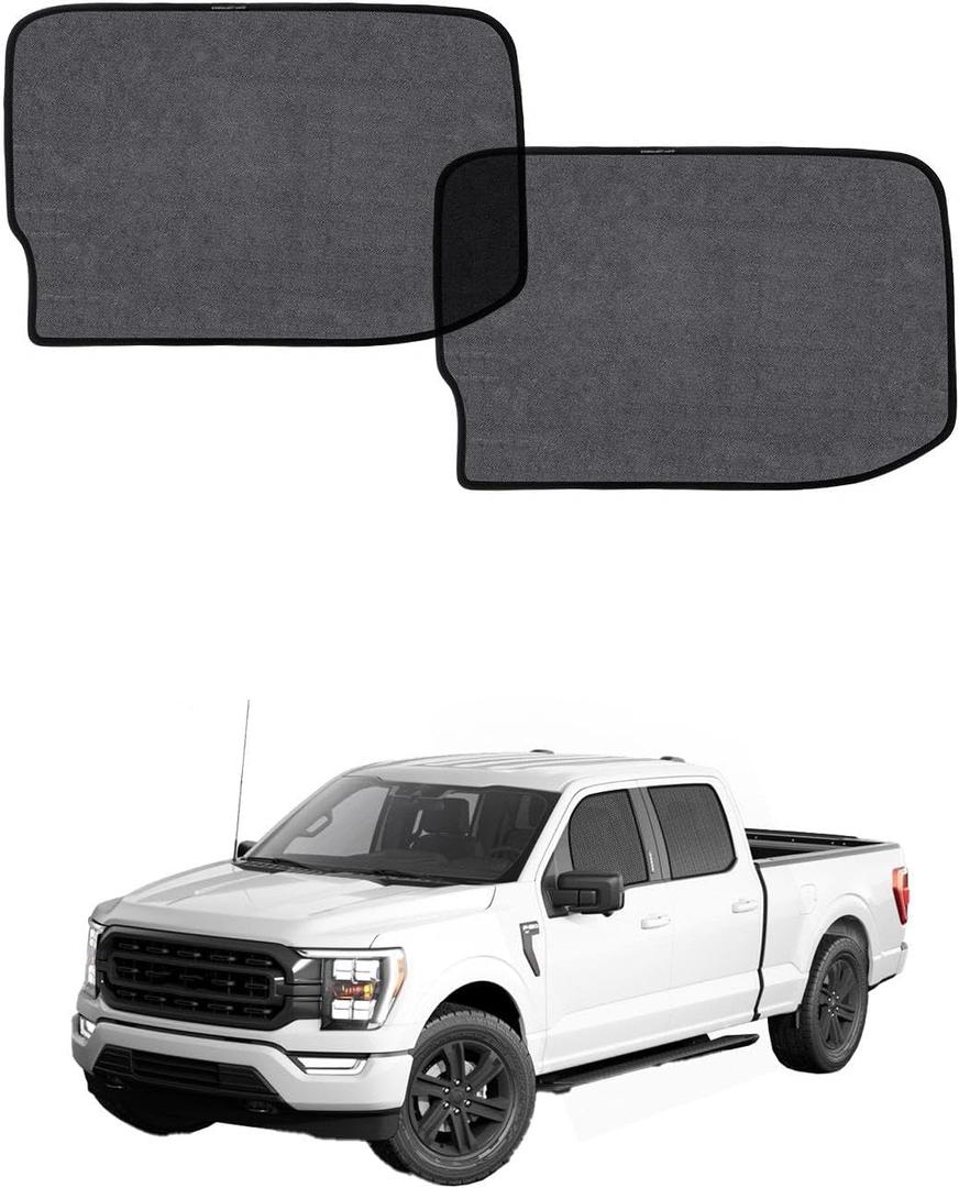 Car Window Shade for Ford F150 2021-Now,2 Pack UV & Glare Protection, Breathable Privacy Screen, Insect & Bug Blocker Magnetic Mesh Side Rear Sun Shades for Baby Camping, Napping & Travel