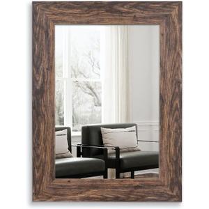 Syndra Wood Mirror with Frame, Rustic 24X32 Inch Wall Mounted Vanity Mirror with Large Wood Frame, Farmhouse Bathroom Mirror for Bedroom, Living Room, Entryway Wall Decor(Teak)
