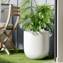 fuxuiwy 12 Inch Flower Pot Without Bracket with Drainage Holes Suitable for Indoor and Outdoor Decorative Planting (White Rectangle, 12 Inches)