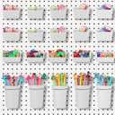 Yookeer 20 Pcs Pegboard Bins and Cups with Hooks and Loops Peg Assortment Organizer Accessories Various Tool Organizer Pegboard Baskets Set for Garage Workshop Workbench Office(White)
