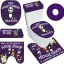 Nightmare Before Halloween Bathroom Decorations, Set of 4 Halloween Toilet Seat Cover Sets with Toilet Lid Cover Toilet Seat Cover Tank Cover, Jack Sally Nightmare Christmas Home Party Decor