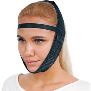 Post Surgery Chin Compression Garment, Chin Strap Band, Face Lift Kit, Chin Lift, Face Slimmer, Jowl Tightening (Black)