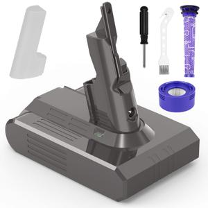 9500mAh Battery Replacement Compatible with Dyson V-7 Battery 21.6V - Compatible with Animal/ Absolute/ Motorhead/ Fluffy/ Trigger/ SV-11 Vacuum Cleaner with 2 Filters + Cleaning Brush + Screwdriver