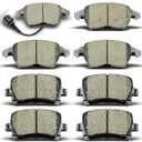 Ceramic front rear Brake Pads Kits 8pcs Brakes Pads Set Compatible with Audi A3,A3 Quattro,TT,TT Quattro,for VW CC,for Jetta,for Eos,for Golf,for GTI,for Passat,for Passat CC