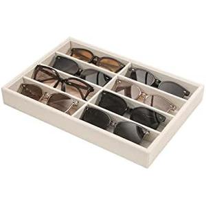 Coward Sunglass Organizer, Beige Velvet Glasses Trays - Eyeglasses Watches Jewelry Display - Men Women (8 Grids)