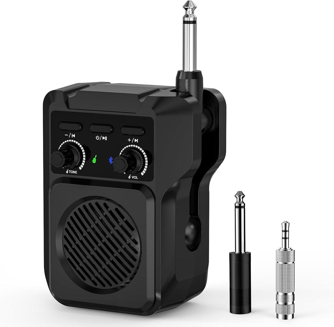 ZealSound Mini Guitar Amp with Bluetooth, 5W Portable Practice Amp with 4 Built-in Effects (Clean, Overdrive, Distortion, Reverb), USB Playback, Rechargeable Up to 8 Hours for Electric Guitar