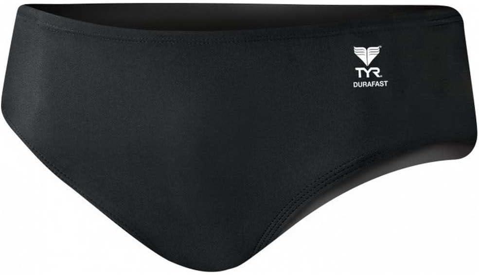 TYR Men's Durafast Elite Racer Brief Swimsuit (36, Black)