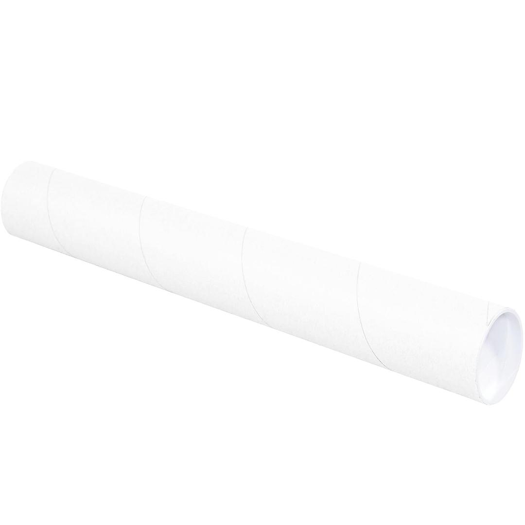 Tape Logic TLP3020W Mailing Tubes with Caps, 3" x 20", White (Pack of 24)